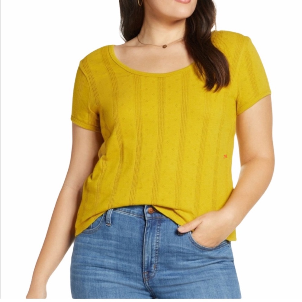 Madewell Pointelle Ribbed Mustard Yellow Shirt